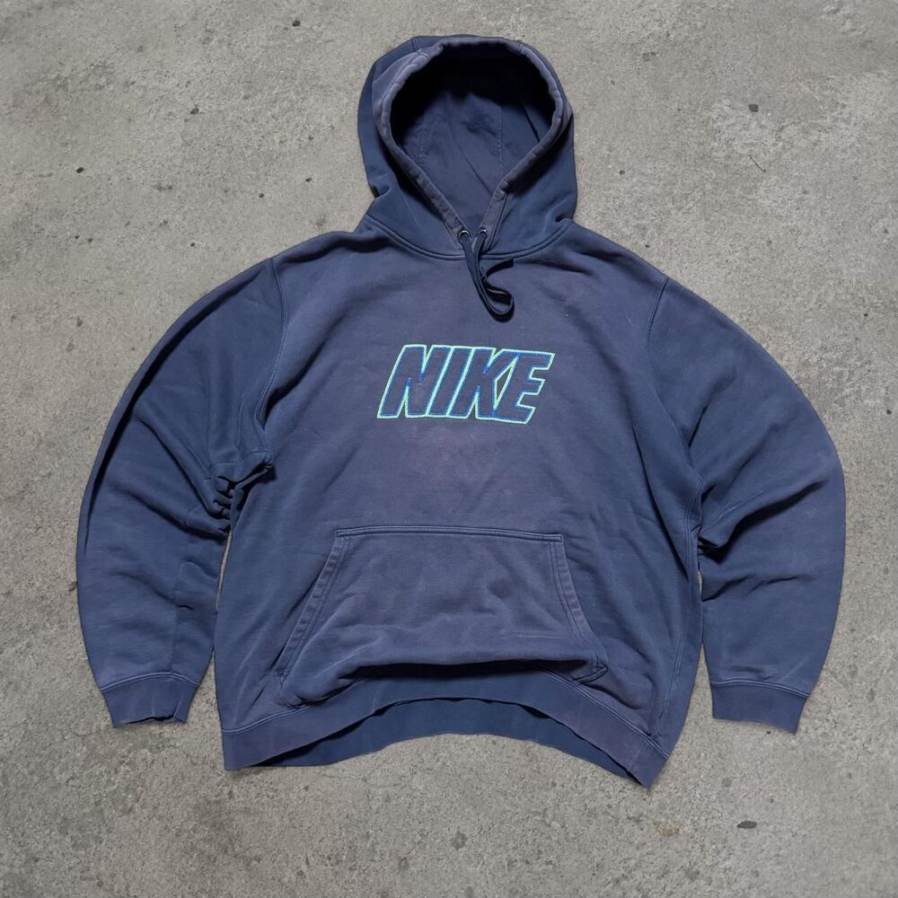 Vintage Y2K Nike Center Hit Baggy Faded Hoodie Navy Blue Men’s Size XL